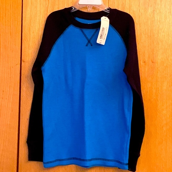 New with tags boy’s size 8 blue black waffle weave thermal shirt top long sleeve - Picture 1 of 3